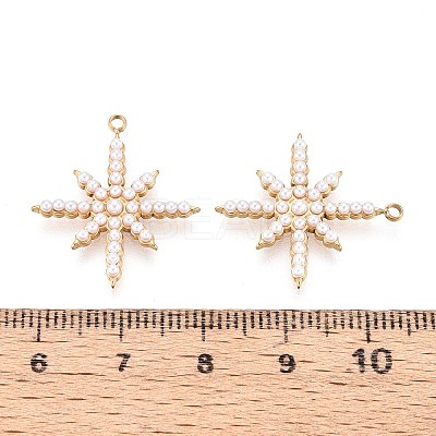 304 Stainless Steel and ABS Imitation Pearl Star Pendants STAS-T071-20G-1