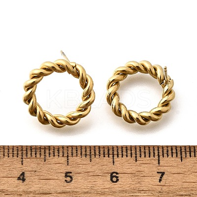 Ion Plating(IP) 304 Stainless Steel Twist Rope Ring Stud Earrings for Woman EJEW-N097-006LG-1