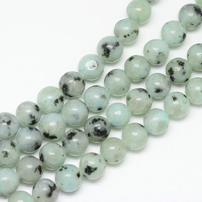 Natural Sesame Jasper/Kiwi Jasper Bead Strands X-G-R345-8mm-28-1