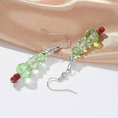 Christmas Glass Beads Dangle Earrings LS-X-EJEW-JE01624-1
