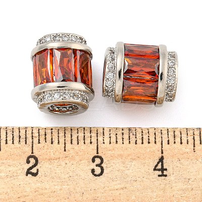 Rack Plating Brass Micro Pave Cubic Zirconia European Beads KK-F089-31P-01-1