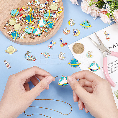 60Pcs 15 Style Alloy Enamel Pendants ENAM-AR0001-52-1