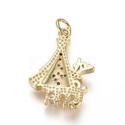 Brass Micro Pave Cubic Zirconia Pendants ZIRC-L085-15G-1