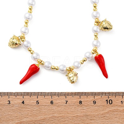 Brass Micro Pave Clear Cubic Zirconia Beaded Necklaces NJEW-Z059-04G-01-1
