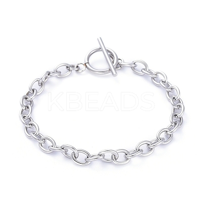Tarnish Resistant Unisex 304 Stainless Steel Cable Chain Bracelets LS-BJEW-P245-39P-1