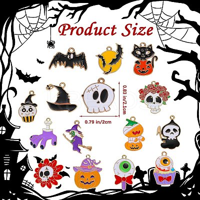 30Pcs 15 Style Halloween Alloy Enamel Pendants Sets ENAM-SZ0004-16-1