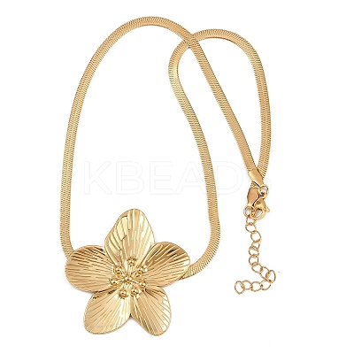 304 Stainless Steel Flower Pendant Necklaces for Women NJEW-D337-02G-1