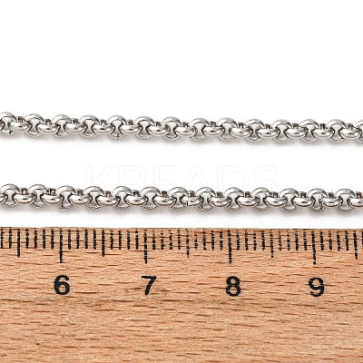 3MM 304 Stainless Steel Rolo Chain Necklaces NJEW-P338-08P-1