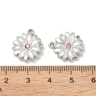 304 Stainless Steel Rhinestone Pendants STAS-L308-07P-1