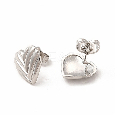 Heart Rack Plating Brass Stud Earrings for Women EJEW-H091-28P-1