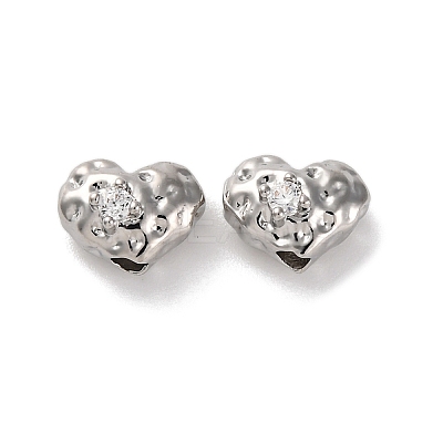 Brass Micro Pave Clear Cubic Zirconia Beads KK-U042-05G-1-1