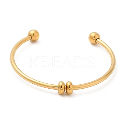 Screw End Ball 304 Stainless Steel Open Cuff Bangles LS-BJEW-G677-01G-1
