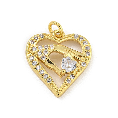 Rack Plating Brass Micro Pave Cubic Zirconia Pendants KK-G513-42G-1