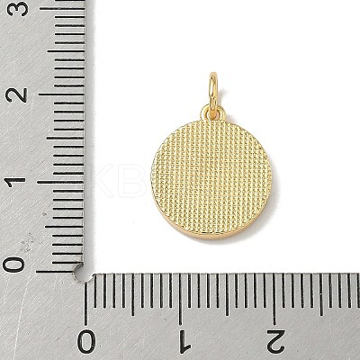 Brass Pave Natural Shell Flat Round with Letter Charms KK-Z115-13G-I-1