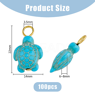 50Pcs Dyed Synthetic Turquoise Pendants PALLOY-AB00113-1