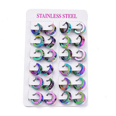 304 Stainless Steel Huggie Hoop Earrings LS-EJEW-M284-30M-E-1