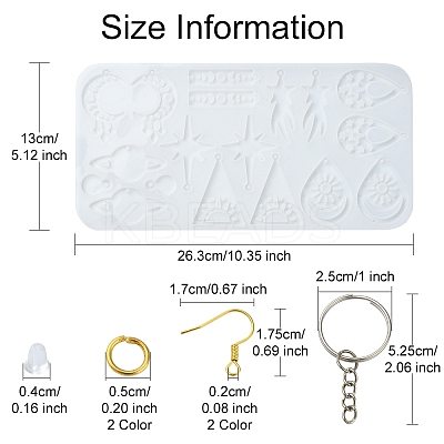 DIY Mixed Shapes Charm Pendant Silicone Molds for DIY Earring Keychain Making DIY-YW0009-44-1