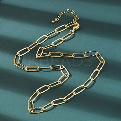 Brass Paperclip Chain Necklaces NJEW-A042-17G-01-1