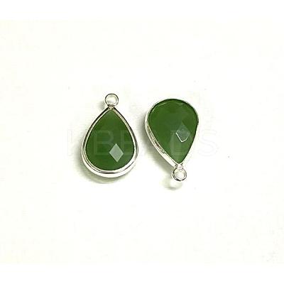 Silver Color Plated Brass Glass Teardrop Pendants GLAA-M006-A-05S-1