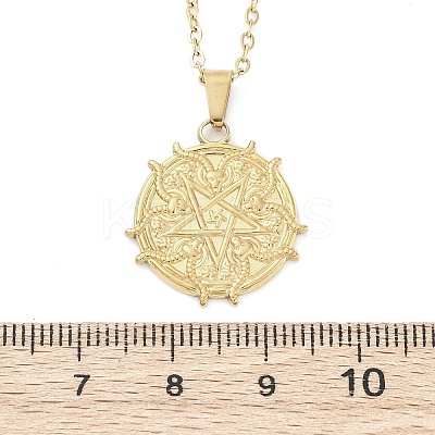 Demon Goat Pentagram 304 Stainless Steel Pendant Necklaces NJEW-M096-39G-1