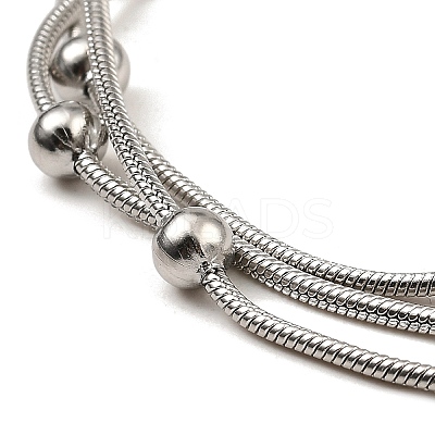 Non-Tarnish 304 Stainless Steel Satellite Chains Triple Layer Multi-strand Bracelet for Women BJEW-M040-01P-1