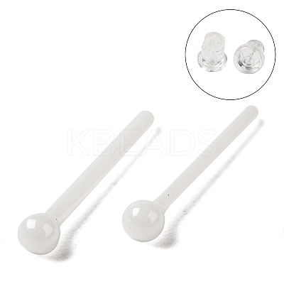 Hypoallergenic Bioceramics Zirconia Ceramic Ball Stud Earrings EJEW-F340-02A-1