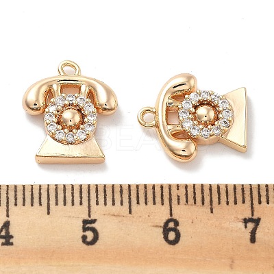 Rack Plating Brass Clear Cubic Zirconia Pendants KK-M102-14G-A-1