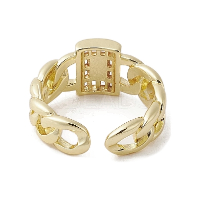 Brass with Cubic Zirconia Adjustable Rings RJEW-K257-61G-1