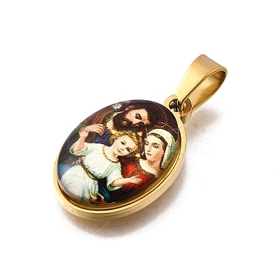Religion Theme 304 Stainless Steel Pave Epoxy Pendants STAS-K256-29G-03-1