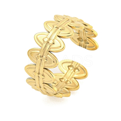 304 Stainless Steel Oval Open Cuff Ring for Women RJEW-S406-01G-03-1