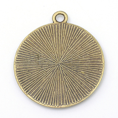 Tibetan Style Alloy Flat Round Pendant Cabochon Settings LS-TIBEP-M022-34AB-1