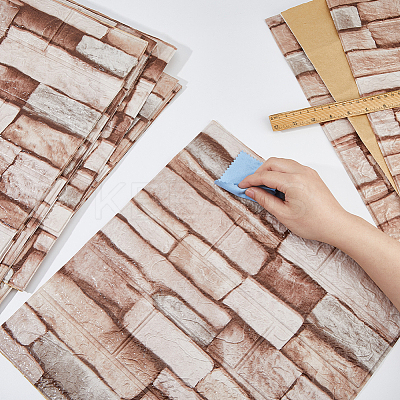 XPE Foam 3D Anticollision Wall Stickers Brick Pattern Stickers DIY-WH0591-086A-1