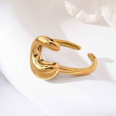 304 Stainless Steel Open Cuff Rings for Women LS-RJEW-M060-01G-03-1