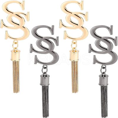 4Sets 2 Colors Double Letter S Alloy Tassels Style Bag Lock Decorations Accessories FIND-WR0003-63-1