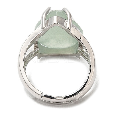 Natural Green Aventurine Teardrop Adjustable Rings RJEW-K241-03P-13-1