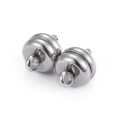 Tarnish Resistant 202 Stainless Steel Magnetic Clasps with Loops STAS-P206-03P-B-1