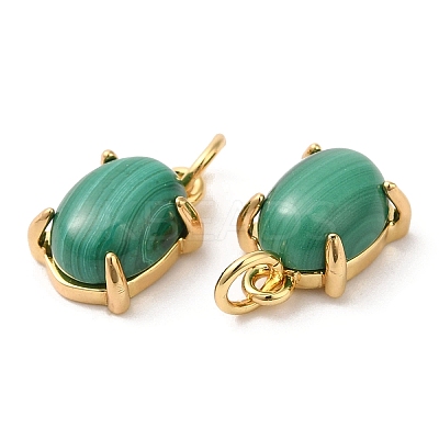Natural Malachite Dyed Oval Charms G-A034-06G-1