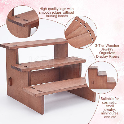 3-Tier Wooden Jewelry Organizer Display Risers ODIS-WH0058-19C-1