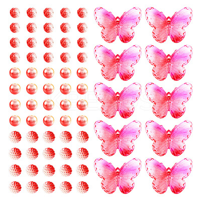 100Pcs 4 Styles  Acrylic with Plastic Imitation Pearl Beads OACR-TA0002-88-1