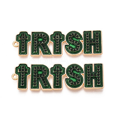 Saint Patrick's Day Light Gold Tone Alloy Enamel Big Pendants FIND-N011-27KCG-1