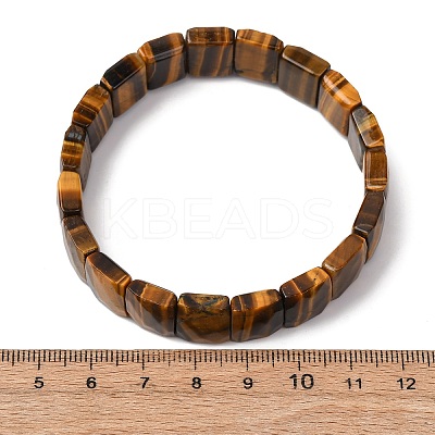 Natural Tiger Eye Beaded Stretch Bracelets for Unisex G-K303-02A-1