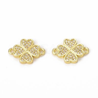 Brass Micro Pave Clear Cubic Zirconia Connector Charms KK-E068-VB338-1