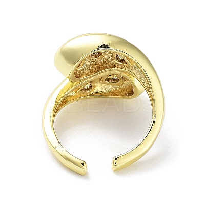 Brass with Cubic Zirconia Open Cuff Rings RJEW-K255-02G-1