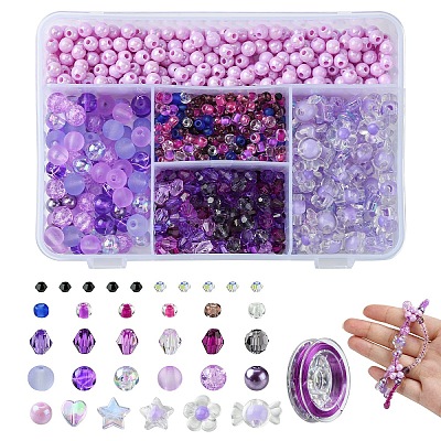 DIY Acrylic & Seed Beaded Stretch Bracelet Making Kit DIY-YW0008-80-1