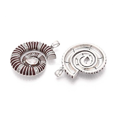 Brass Micro Pave Clear Cubic Zirconia Enamel Pendants KK-T071-28P-03-1