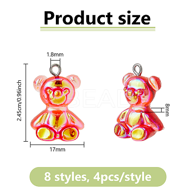  32Pcs 8 Colors Transparent Resin Pendants RESI-DC0001-47-1