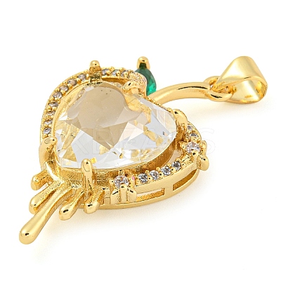 Rack Plating Brass Micro Pave Clear Cubic Zirconia Pendants ZIRC-L100-162G-08-1