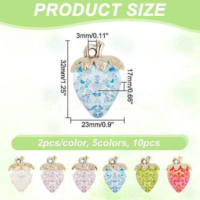 10PCS 5Colors Transparent Acrylic with Alloy Pendants TACR-AR0001-20-1