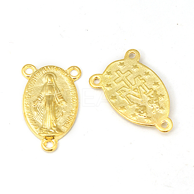 Holy Oval Carved Virgin Mary Tibetan Style Alloy Chandelier Component Links TIBEP-LF0961YKG-G-LF-1
