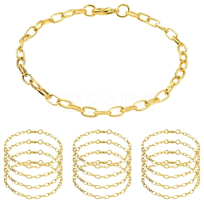 10Pcs Iron Cable Chain Bracelets IFIN-YW0004-03G-1